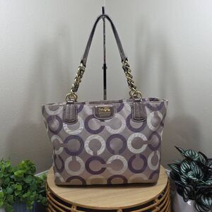 Coach Madison Rare Signature Op Art Purple Multi Metallic Shoulder Bag